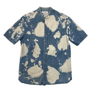 Urban Outfitters Shirt Men S Small Chambray Bleached Blue/White Cotton Button Up